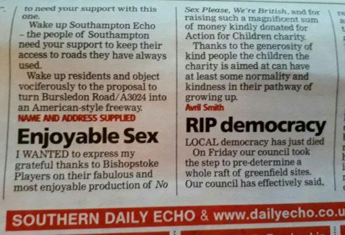 Letter to Daily Echo
